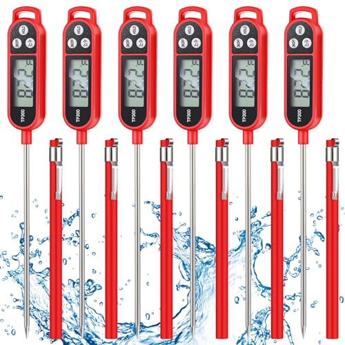 Copkim 6 Pcs Food Thermometer Instant Read Probe BBQ,Red