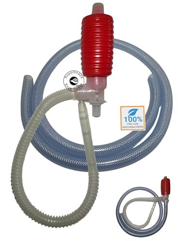 Superfind24 - Benzin-Handpumpe mit 120 cm Ansaugschlauch Lebensmittelecht für Wasser Aquarium Motoroel Alkohol zum Absaugen oder Umfüllen.