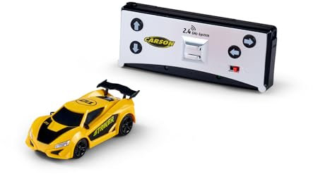 Carson 500404275 1:60 Nano Racer Striker 2.4GHz - Gelb, Fernsteuerbares Auto, RC-Fahrzeug für Kinder, Fahrzeit 20 Min, Reichweite 30m