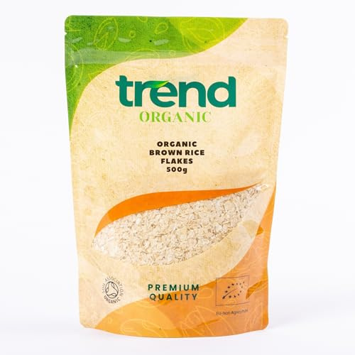 Trend Organic Brown Rice Flakes 500g-Nutrient-Rich Goodness, High in Protein & Fibre, and Essential Vitamins and Minerals, Certified Organic, Vegan, Non-GMO, No Additives No Preservatives, Raw