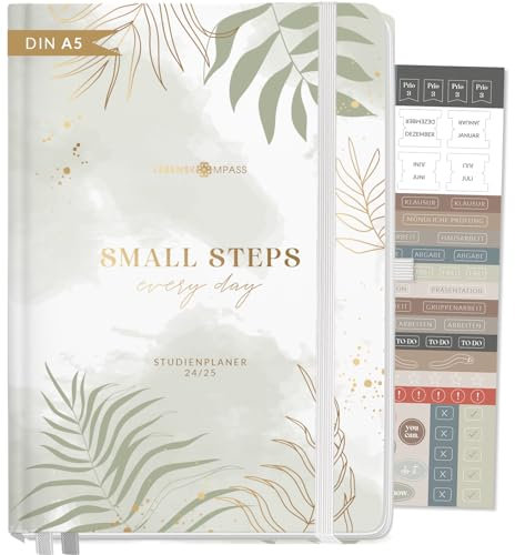 Lebenskompass Studienplaner 2024 2025 A5 ”BOTANICAL” - Schöner Semesterplaner für Uni - Terminplaner Buchkalender für Studenten