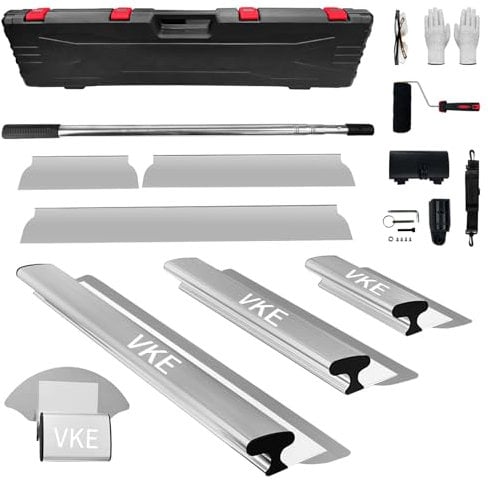 VKE Kit Spatole per Stucco Muro Spatola e Raschietto per Stucco per Spatola Stucco (30+50+80 CM) con impugnatura ergonomica, asta telescopica per intonacare pareti e soffitti (1-2.1m)