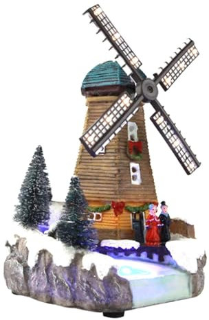 Moulin à Vent du Village de Nol - Paysage Miniature avec Musique et lumière -écoration Maison/Bureau