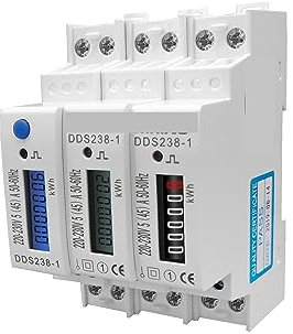 Leitungsschutzschalter, 5(45)A 45A 50HZ 60HZ LCD-Display Einphasige DIN-Schiene KWH Wattstunde DIN-Schiene Energiezähler mit blauer Hintergrundbeleuchtung Multifunktionaler Energiezähler ( Color : 1 U