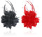 BEIBXHQQ 2pcs Fabric Rose Hair Clips, Flower Hair Accessories, Women's Feather Hair Clips, Fashion Party Hair Accessories (Black, Red, 10cm)