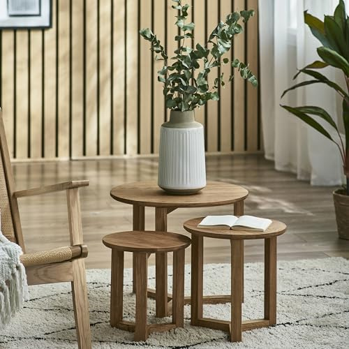 Julian Bowen Nidri Satztische, Eiche, 50 x 50 | Moderne Satztische für Wohnzimmer, massive Eiche, keine Montage erforderlich, platzsparendes Nesting-Design