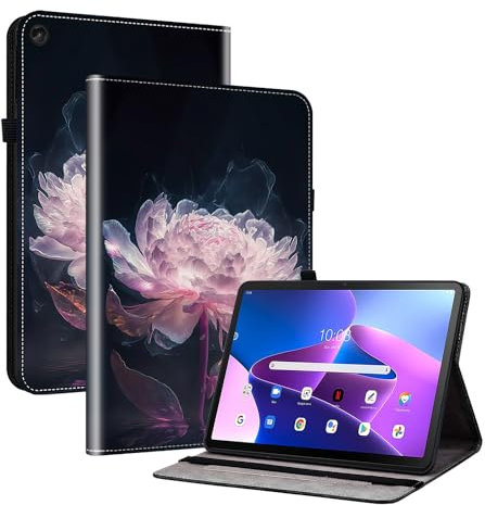 Rosbtib Custodia per Lenovo Tab M10 Plus 3rd Gen 2022 10.6 Pollici TB-125FU, Premium PU Leather TPU Back Cover Case con Funzione Stand - Peonia rosa