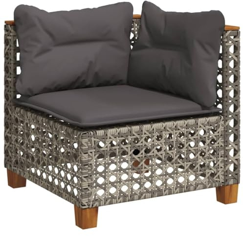 vidaXL Garten-Ecksofa mit Kissen Grau Poly Rattan