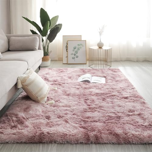 Swsen Weicher Shaggy Wohnzimmerteppich – Flauschig & Waschbar – Moderner Teppich für Schlafzimmer mit Rutschfester Unterseite, Violette Rose, 200 x 300cm