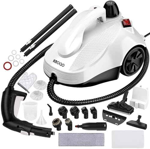 KROQO Dampfreiniger, Dampfreiniger für die Reinigung von Böden, Dampfreiniger mit 23 Zubehörteilen, 5 m langes Netzkabel für Ofen, Teppich, Sofa, Polsterung, Spielzeug, Glätten