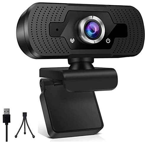 Webcam Full Hd 1080P Webcam, Usb Webcam Buit in Microphone Support Manual Plug and Play Web Camera with Tripod Pc Webcam