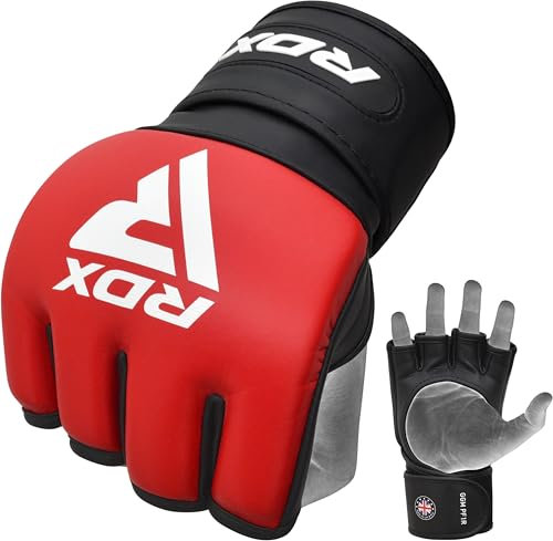 RDX MMA Fight Gloves for Grappling and Martial Arts, Open Palm Maya Hide Leather Sparring Mitts, Good for Cage Fighting, Kickboxing, Punch Bag, Muay Thai Training and Combat Sports