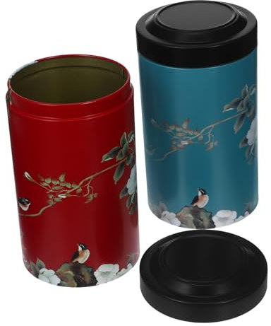 PRETYZOOM Boîte À Thé Ronde En Fer Blanc Avec Couvercle Hermétique – Boîte À Thé Japonaise