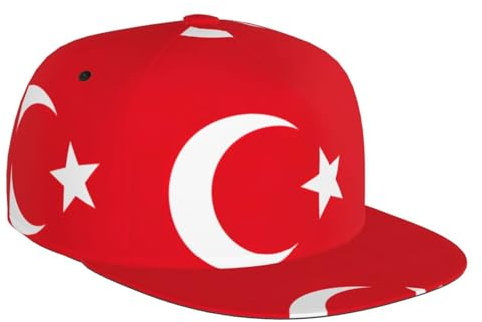 Flagge der Türkei Verstellbare Snapback Hat Cap, Unisex Hip Hop Baseball Cap mit klassischer Rockkrempe Trucker Schwarz, Einheitsgröße, Schwarz , Einheitsgröße