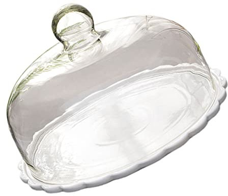 Hoement Tortenplatte mit Deckel Glas, 1 Satz Weiß aus Glas Keramik