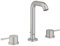 GROHE Essence 20296DC1 Mitigeur lavabo 3 trous avec bonde pop-up (montage sur bec, taille M 193 mm, levier en métal à double poignée, disque en céramique 90°, aérateur économiseur d'eau 5,7 l/min),