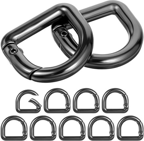 10 Stück D Ring Mini Karabiner Geldbörsen, Mini Karabinerhaken, Karabiner Set, Karabinerhaken Schlüsselanhänger Federschnallen Karabinerhaken Clip für Geldbörsen Angeln Kette Wandern