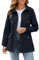 Tuopuda Veste Printemps Femme Parka Mi Saison Multi-Poches à Manches Longues Saharienne Manteaux à Capuche Fermeture Éclair Vêtement d'extérieur Coupe-Vent Idee Cadeau, Marine, XL