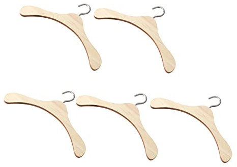 HOOTNEE Holz Kleiderbügel Für Miniaturpuppen Mit Metallhaken Glatt Und Gratfrei 5 Stück