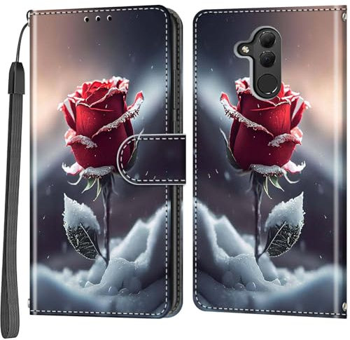 Cover per Huawei Mate 20 lite/Maimang 7, Antiurto Flip Case Pelle Libro Portafoglio Custodia con Slot per Schede Magnetica Custodia Rose