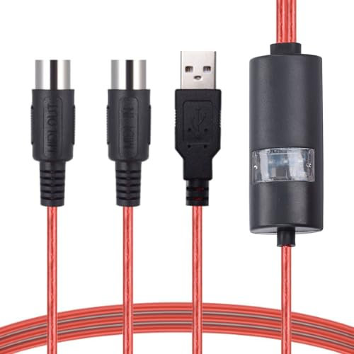 Yunseity USB to MIDI Cable, USB MIDI Cable USB to 5 Pin MIDI Interface 5FT, Compatible with Piano, Midi Controller, Midi Keyboard to PC/Mac Laptop