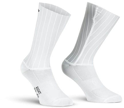 X Tech Sport Design, Strumpf Crono 7, 1 Paar, Aerodynamische technische Socke für Radsport, Rippen für minimalen Luftwiderstand, Weiß