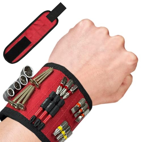 Magnetarmband, magnetischer Schraubenhalter für Handgelenk, aus hochwertigem ballistischem Nylon, mit 8 leichten starken Magneten zum Halten von Werkzeugen, Schrauben, Nägeln und Bohrern, tolles