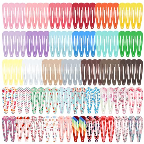 120Pcs Colorful Snap Hair Clips for Girls Women, 2In Metal Small Barrettes