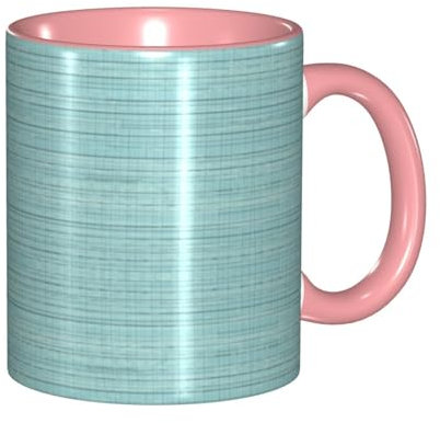 qrESONES Ceramic Mug Large Coffee Mugs Breakfast Mug Oat Milk Cup Teacup,Duck Egg Blue Linen,Pink,One Size