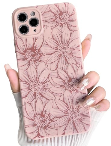 NITITOP Kompatibel mit iPhone 11 Pro Max Hülle Niedliche Süßes Blume Muster für Frauen Mädchen Stoßstange Weich Dünn TPU Stoßfest Handyhülle - Rosa