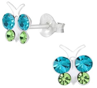 Monkimau Mädchen Ohrringe Schmetterling | Ohrstecker aus 925 Sterling Silber | Kinderohrringe hypoallergen