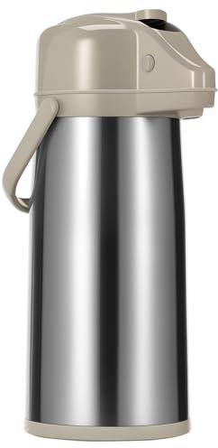 Airpot Coffee Carafe Pump 2.2l Tea Dispenser Thermal with Pump Hot Water Flask Insulated Stainless Steel Large Airpot Coffee Jug Drink Dispenser for Hot Cocoa Cold Beverage