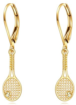 Kecho 14 Karat Gold Tennis Schläger Ohrringe Pendel Anhänger Echtgold Schmuck Tennis Liebhaber Geschenke Für Damen