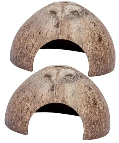 KOMBIUDA 2 pièces Cachette Reptile Coquille de Noix de Abri pour Terrarium Tortue Terrestre et Petits Animaux Décor Adorable et Fonctionnel pour Habitat Reptiles