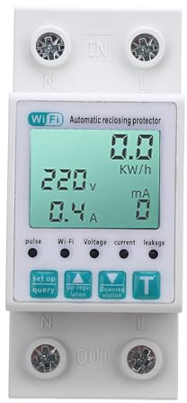 Eujgoov WiFi Energy Meter, AC80V-400V 63A Smart Power Monitor mit Großem LCD-Display Remote Voice Control Timer Zeitplanspeicher für Startseite