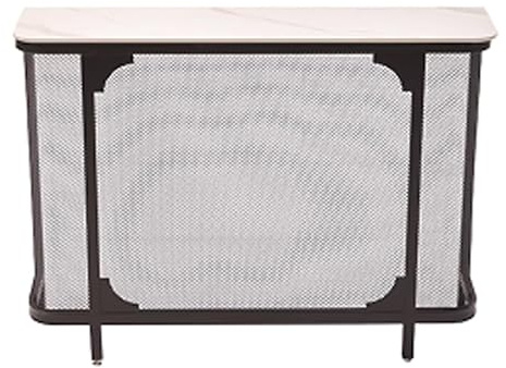 QSNYJPL Home Radiator Cover Breathable Radiator Cover Shelf Hallway Decorative Cabinet for Living Room Bedroom Hallway Stone Slab Countertop and Iron Frame(Black,140x25x90cm/55x10x35in)