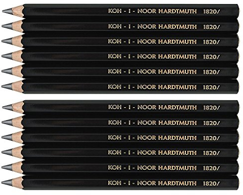 Koh-I-Noor Jumbo-Graphitstifte 1820, 12 Stück, Durchmesser 10 mm, 3x 2B, 2x 4B, 2x 6B, 2x 8B, 3x HB