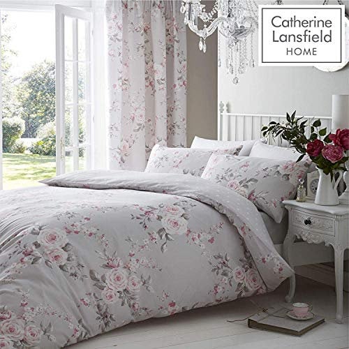 Catherine Lansfield Canterbury Easy Care, Grey, UK Super King Duvet Set