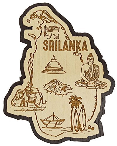Printtoo Souvenir Geschenk Collectibles Sri Lanka Karte gravierte Holz Kuehlschrankmagnet