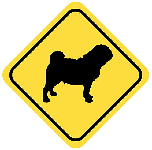 Samunshi® Mops Warnschild Warndreieck Aufkleber Achtung Vorsicht Hund - 20x20cm mehrfarbig