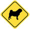 Samunshi® Mops Warnschild Warndreieck Aufkleber Achtung Vorsicht Hund - 20x20cm mehrfarbig