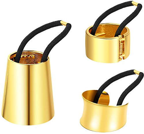 3 Stück Haarmanschetten aus Metall, elastisch, Haarklammer für Pferdeschwanz, Haar-Accessoire für Frauen und Mädchen, 3 Stile (Gold)