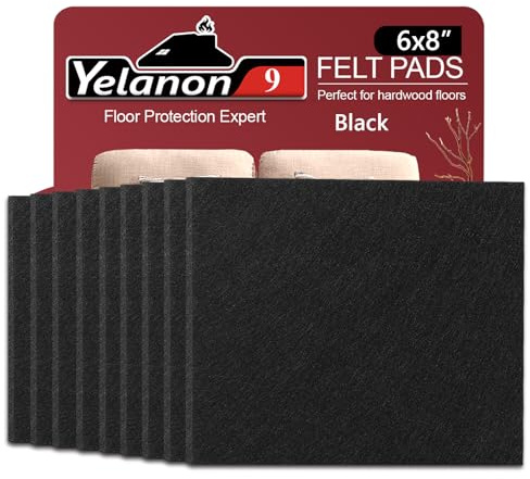 Yelanon Felt Furniture Pads 9 Pieces 15 x 20cm Furniture Pads Self Adhesive, Cuttable Felt Chair Pads, Anti Scratch Floor Protectors for Furniture Legs Furniture Couch Felt Feet Hardwood Floor, Black