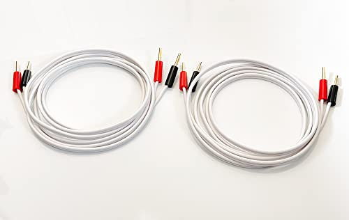 QED Profile 79 Strand White Speaker Cable 3 Metre Pair, Two Cables Terminated With Gold Plated 4mm Banana Plugs On All Ends 8 Plugs In Total