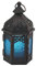 Rebecca Mobili Ethnischer Kerzenhalter, Dekorative Laterne, Metallglas, Blau Schwarz, Garten Wohnzimmermöbel - Maße: 17 x 9 x 8 (HxLxB) - Art. RE6561