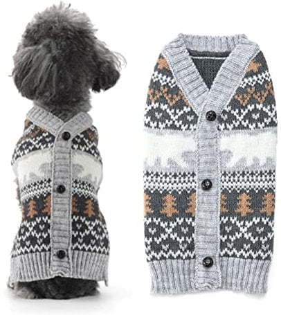 ABRRLO Weihnachten Hund Pullover Dog Sweater Hundepullover Haustier Hundepulli Warm Welpe Kleine Mittel Hunde (L, Eisbär)