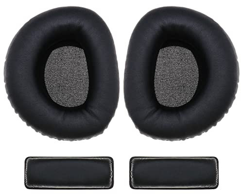 VGOL 1 Pair Earpads & 2PCS Headband Pads Compatible with Sennheiser HDR160 HDR170 RS160 RS180 Headset Replacement Ear Cushions Headphone Repair Parts Black