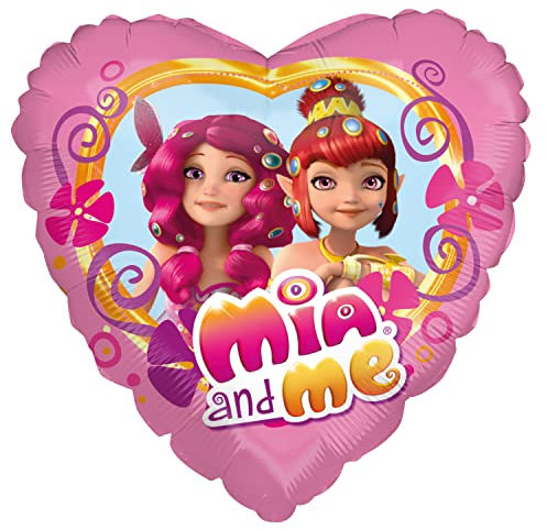 Party Factory `Mia & Me´ Herz Folienballon, Ø45cm, rosa, Best Friends, Mia und Yuko, Centopia Heliumballon zum Kindergeburtstag