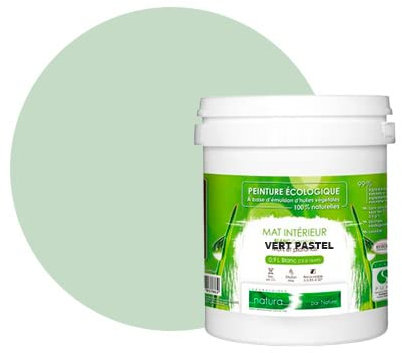 BOX DECO COULEURS Peinture murale naturelle écologique aspect mat intérieur Natura - 1L, Vert Pastel