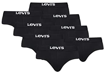 Levi's Solid Basic Herren Slips Unterwäsche aus Bio-Baumwolle im 8er Pack, Farbe:Black, Bekleidungsgröße:L